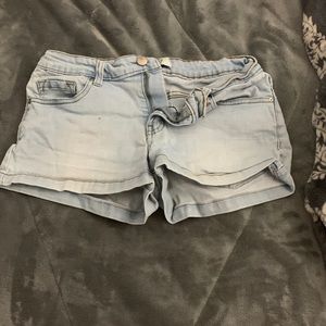 Light wash jean shorts